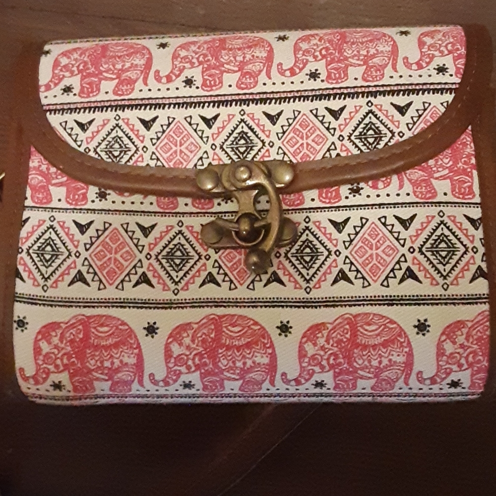 Lucky pink elephant brand new purse
